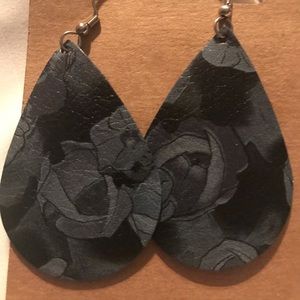 Leather Tear Drop Earrings